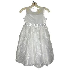 American Girl Bright White Little Girl Party Dress Size 7